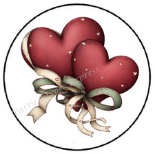 HEARTS WITH BOW VALENTINES DAY ENVELOPE SEALS LABELS STICKERS PARTY FAVORS