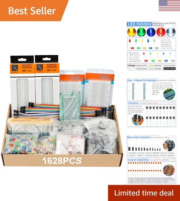 Portable 1628 Pcs Electronics Component Kit: Perfect for Beginners & Enthusiasts