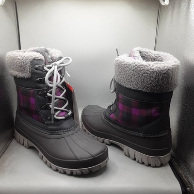 Storm By Cougar Carlisle Boots Women's 10M Charcoal Orchid Plaid Lace-up E52