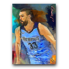 Marc Gasol #2 Art Card Limited 8/50 Edward Vela Signed (Memphis Grizzlies)