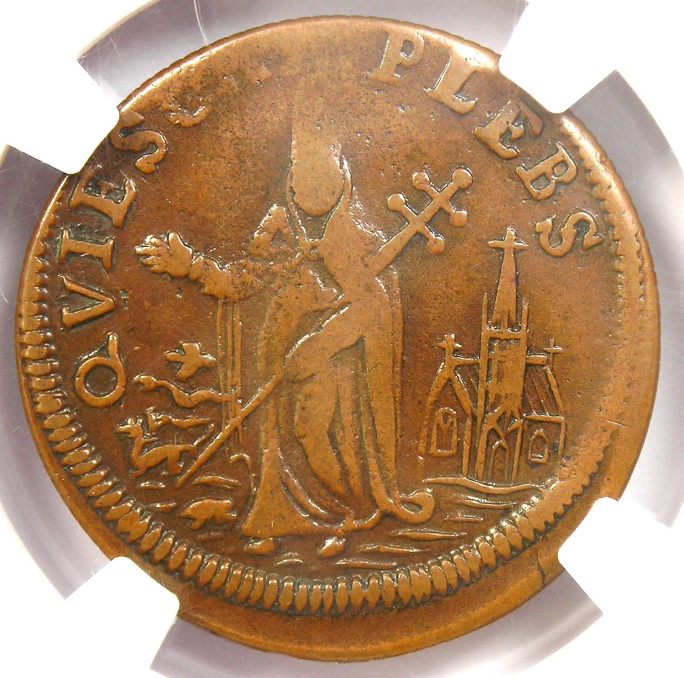 1670 New Jersey St Patrick Farthing Colonial Coin 1/4P - NGC VF35 - $2,000 Value - Image 4 of 4