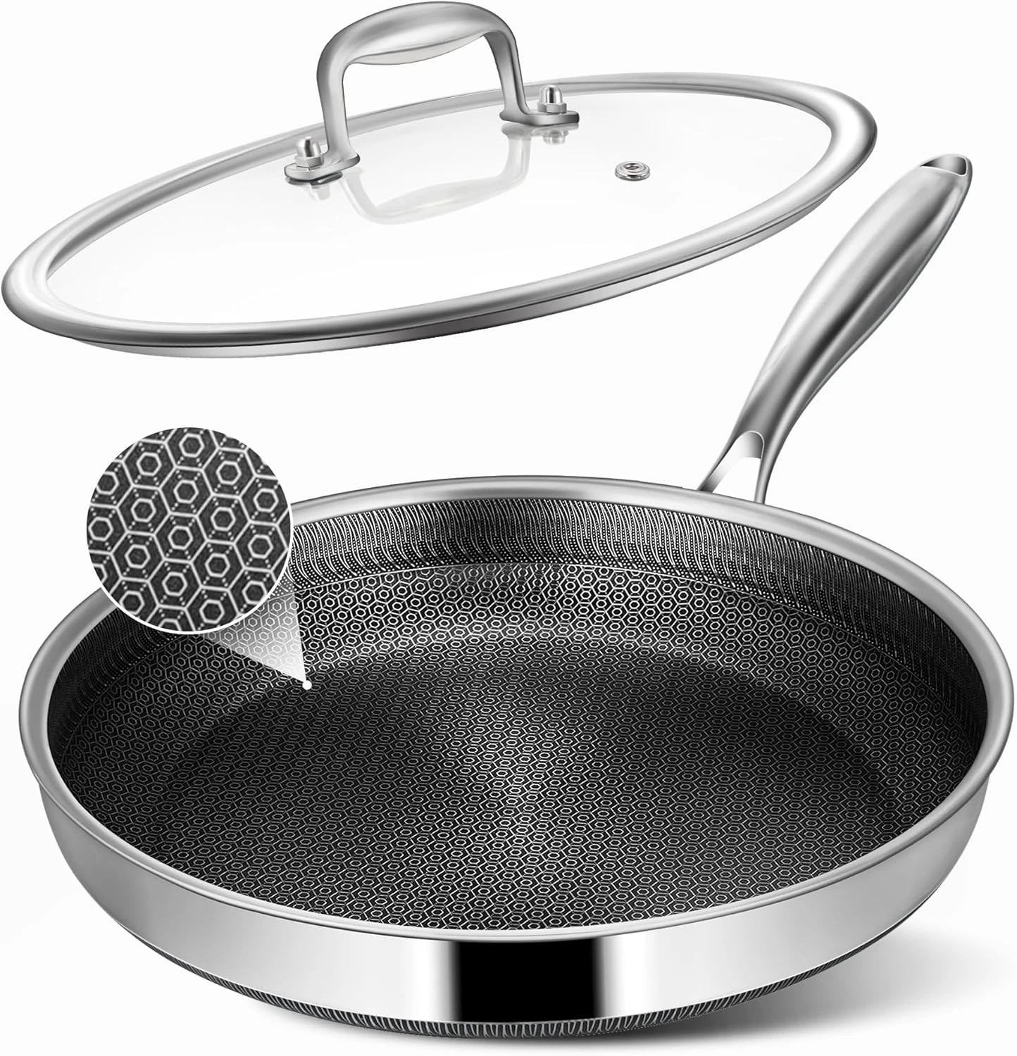 Non Stick Frying Pans, 12-Inch with Lid, Hybrid Frying Pans Nonstick Stainless S
Opens in a new wind
