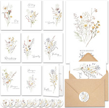 20 Pcs Sympathy Cards with Envelopes and Thoughtful Messages 4"X6" - Wildflowe