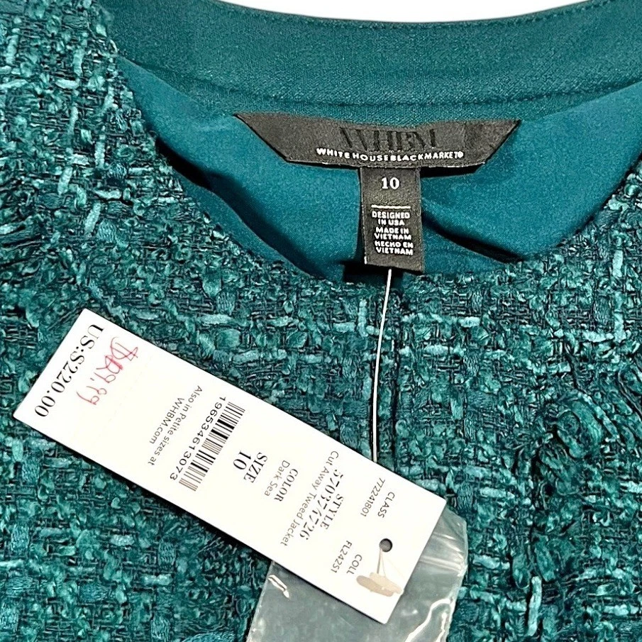 NUEVO CON ETIQUETAS Casa Blanca Mercado Negro Mar Oscuro Tweed Traje Chaqueta y Falda 10 Dorado Foto 2 de 4