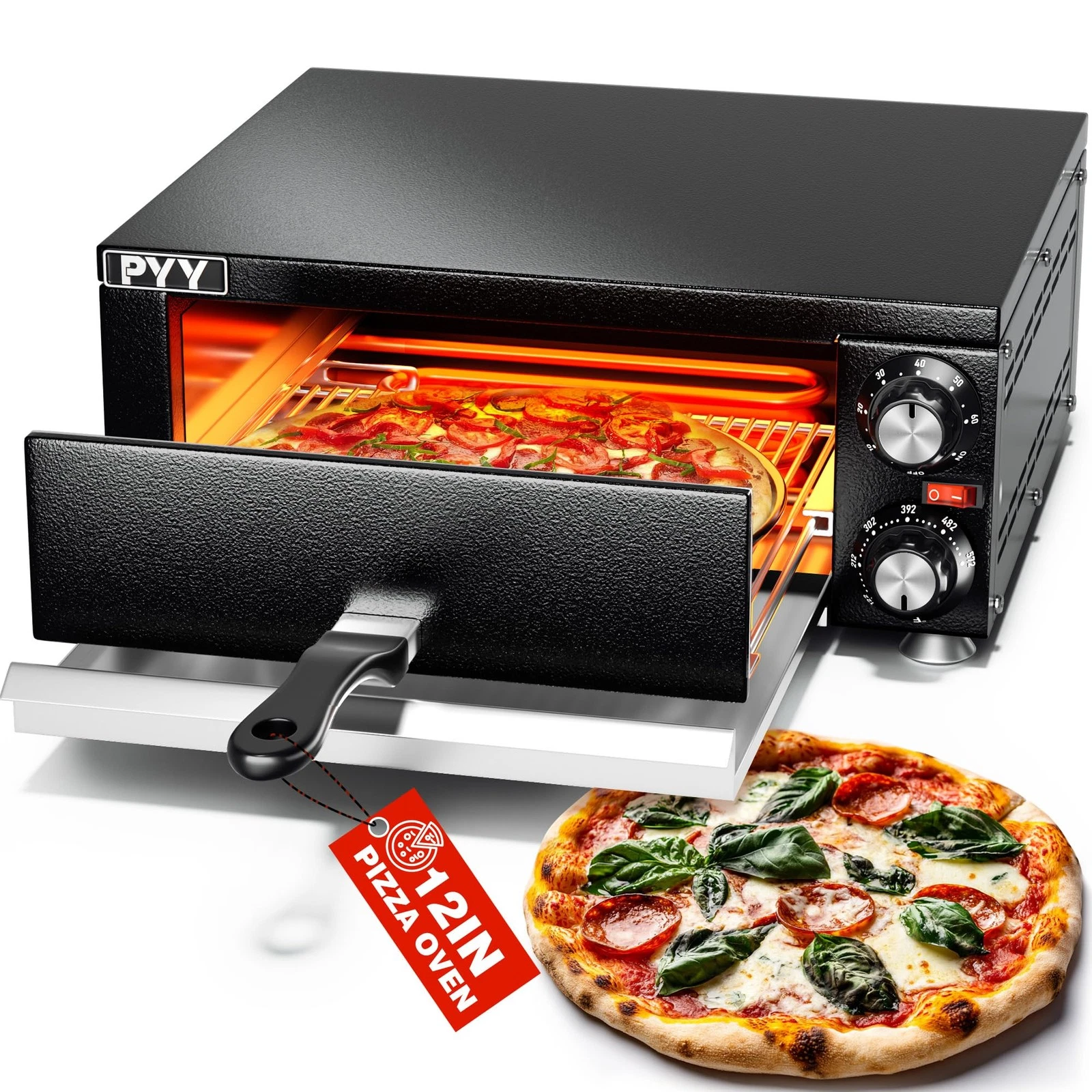 Indoor Electric Pizza Oven 1100W Commercial Countertop Cooker with Timer