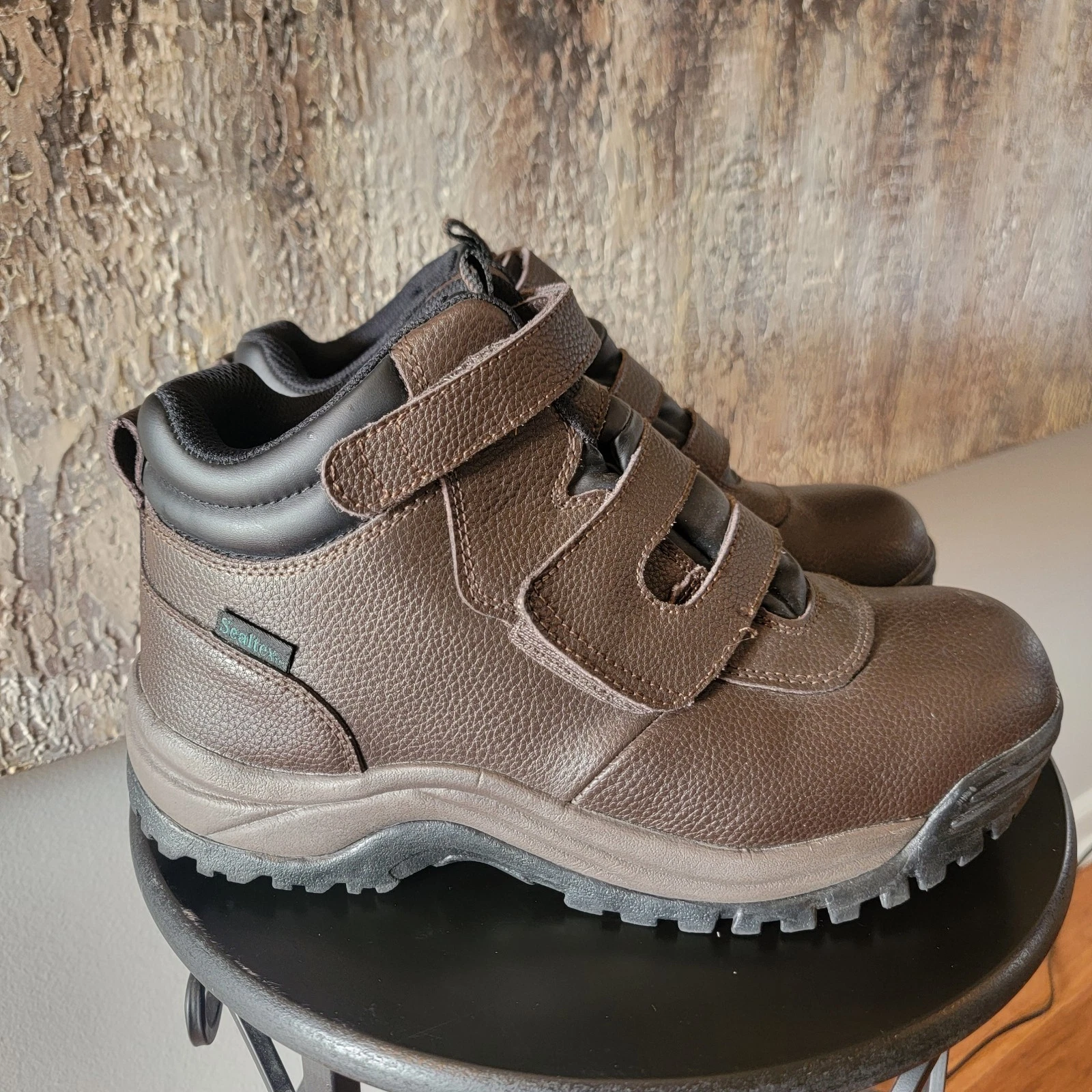 Propét Sealtex Men's Brown Hook & Loop Waterproof Leather Hiking Boots Size 10.5