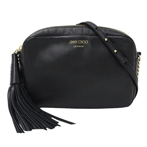 Jimmy Choo JIMMY CHOO bag women's brand shoulder bag leather black black tassel