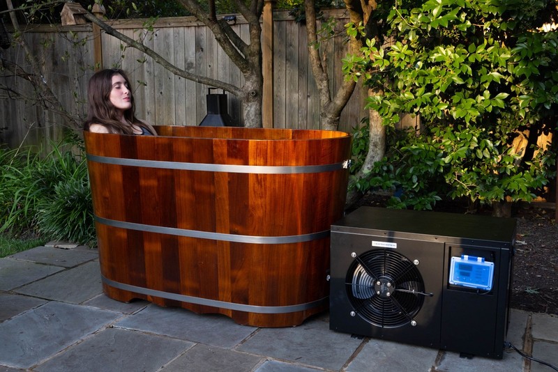 Ice Bath / Hot Tub: Stained Norwegian Wood + Water Chiller / Heater / Filters