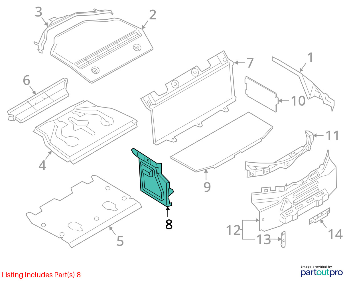 2014-2020 BMW i8 I12 Trunk Luggage Compartment Right Side Trim Panel OEM