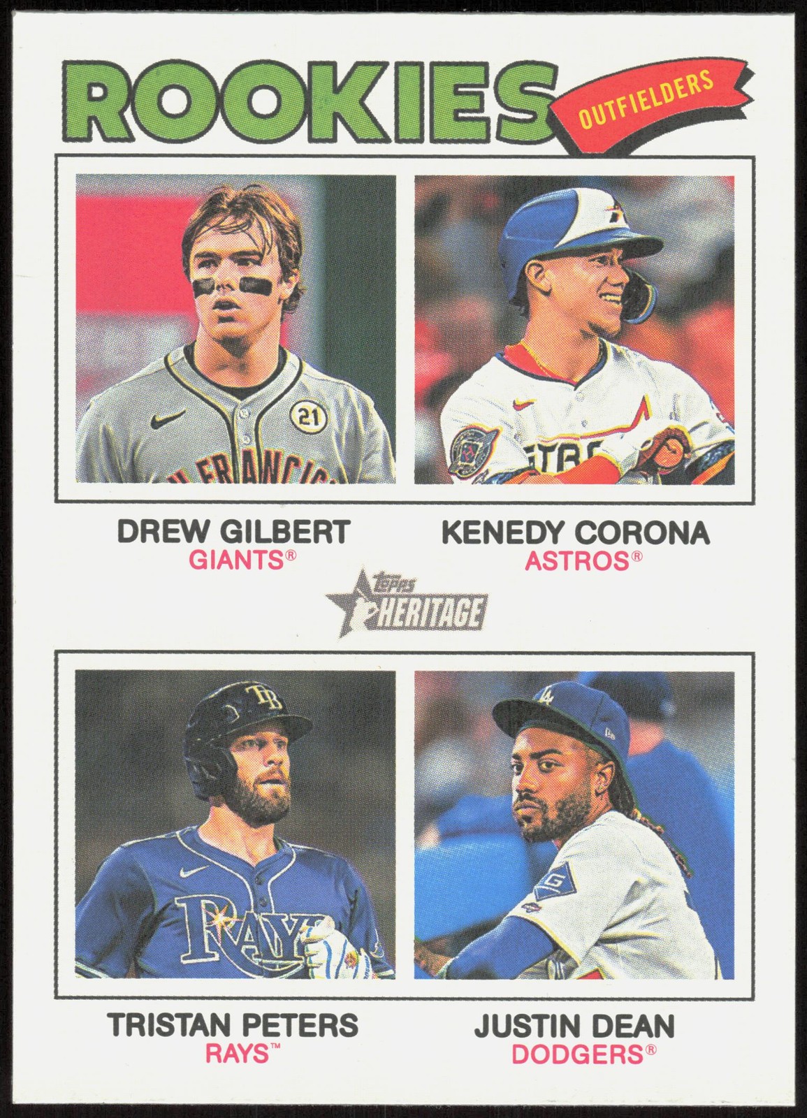 2026 Topps Heritage #388 Rookie Outfielders (Gilbert/Corona/Peters /Dean)