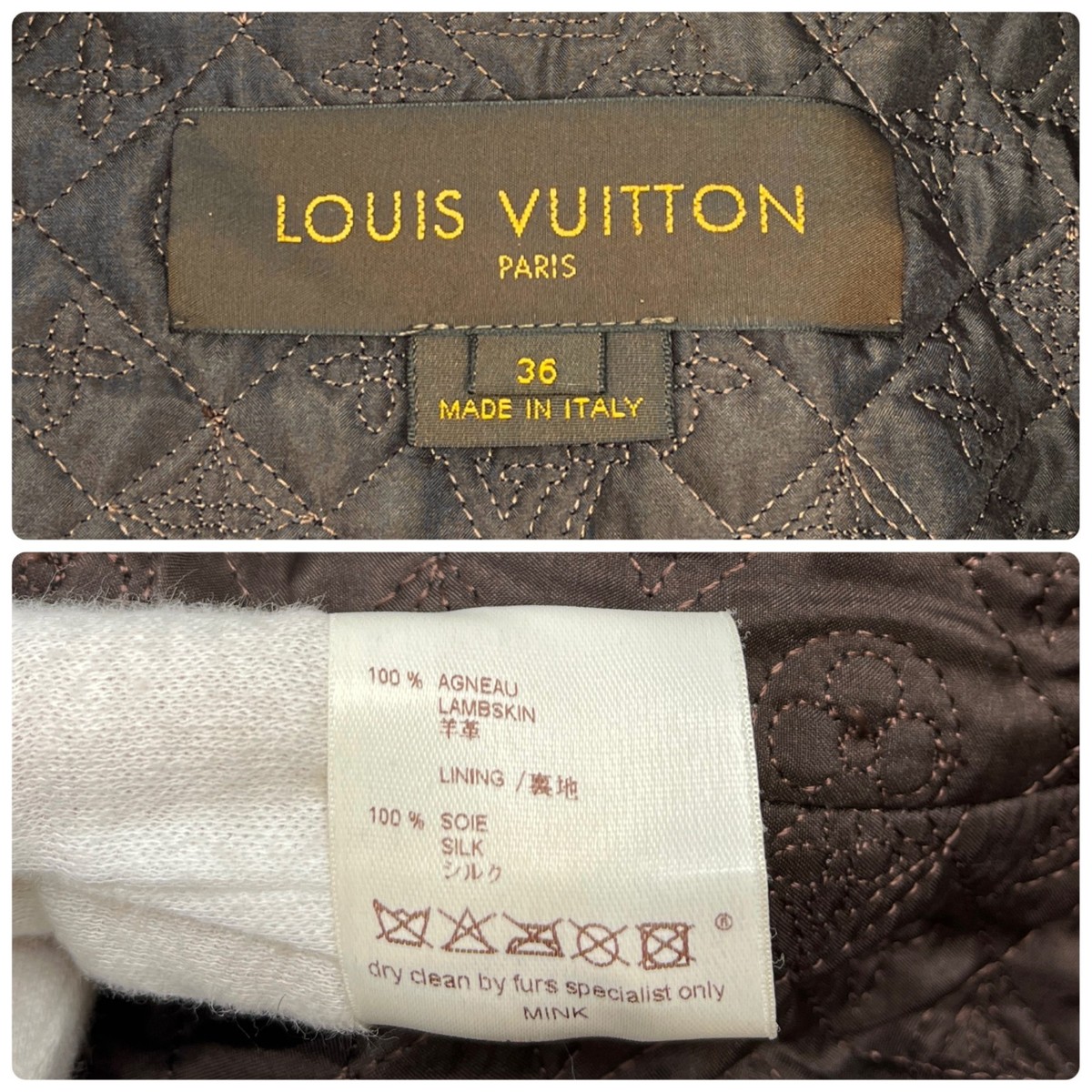LOUIS VUITTON Vintage LV Monogram Logo Fur Leather Jacket #36 Zip