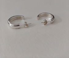 Sterling Silver Half Hoop Earrings-925-Butterfly Back-Fashion-Jewellery-18mm