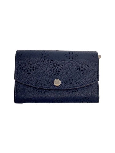 Louis Vuitton Long Wallet Portefeuille Illis Mahina Blk Noir Leather NVY Used