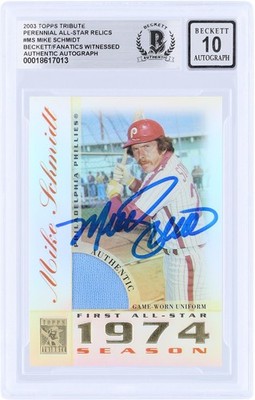 Mike Schmidt Phillies Signed 2003 Topps Tribute Perennial #TR-MS BAS 10 Card