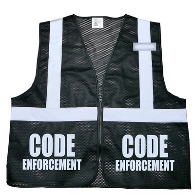 Code Enforcement safety vest, black, REFLECTIVE design, High Visibility vest,
