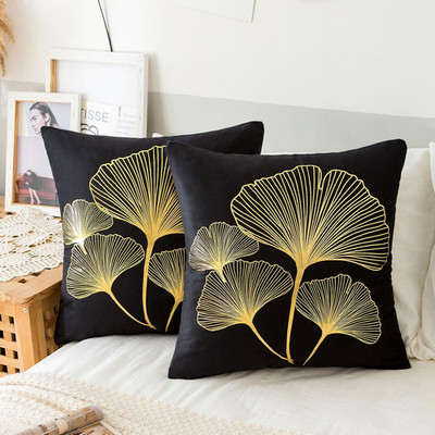 Samt-Kissenbezüge 30x50 cm Ginkgo Muster dekorativ für Sofa Bett Wohnbereich