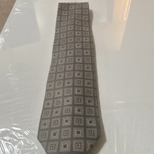 Daniel Craig Men's Brown Beige Italian Silk Geometric Pattern Designer Tie