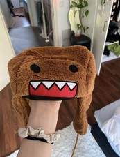 Domo Kun Furry Trapper Hat | Plush Winter Cap...