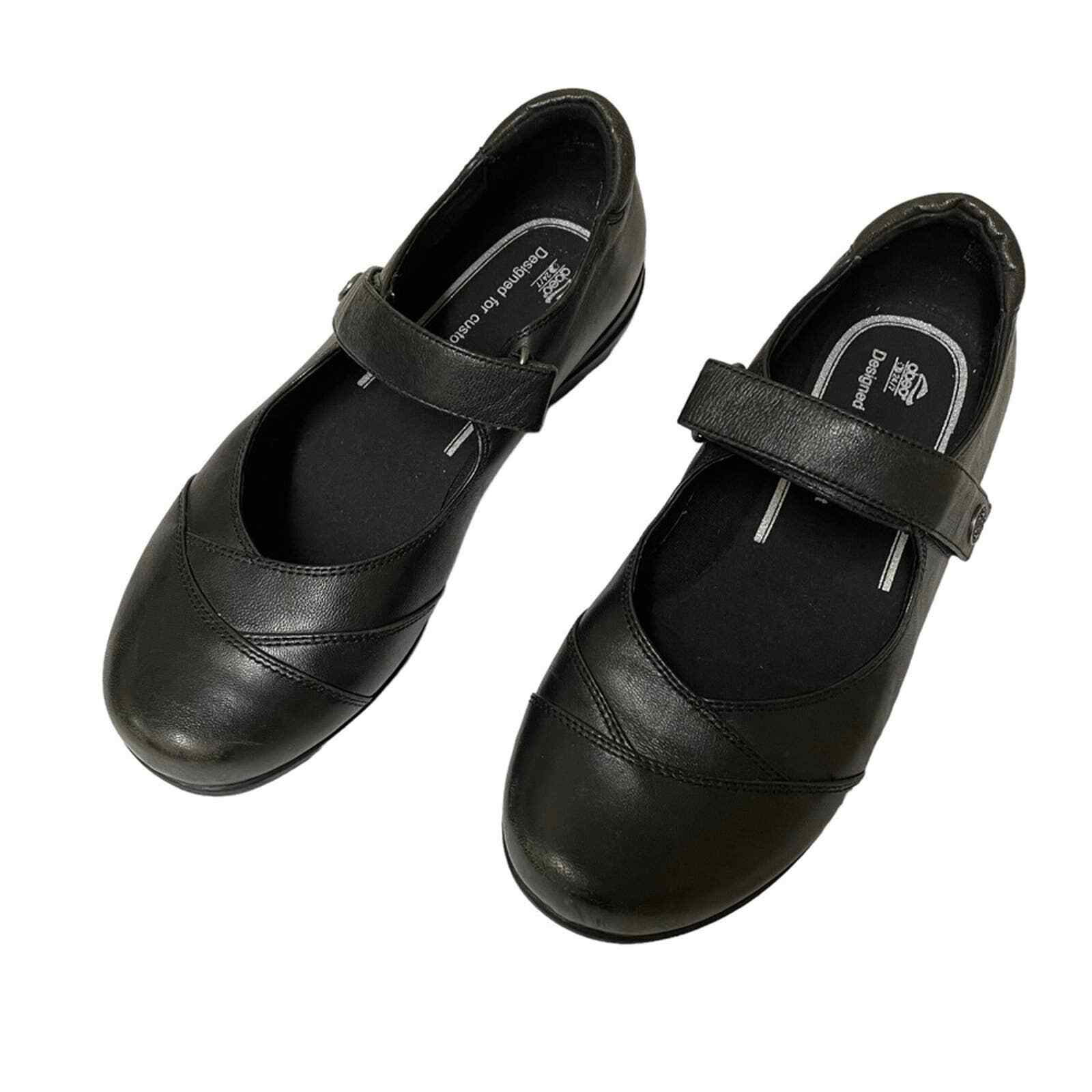 Abeo Abby Black Leather Mary Jane Comfort Shoes size 5 Gem