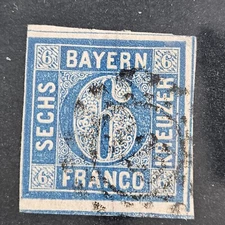 Germany Bavaria Stamp Sc11, Used F/VF CV$12.00 (504W45)