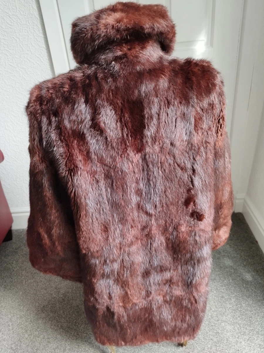 Burgundy colour Real MINK Fur women s coat jacket size M