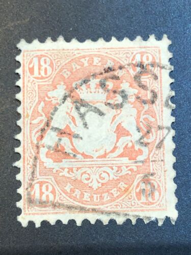 Bavaria 18 Kr. Mi 27Ya Used XF - CV +20+ (90 for Habk. stamp) Euros  - Picture 1 of 2