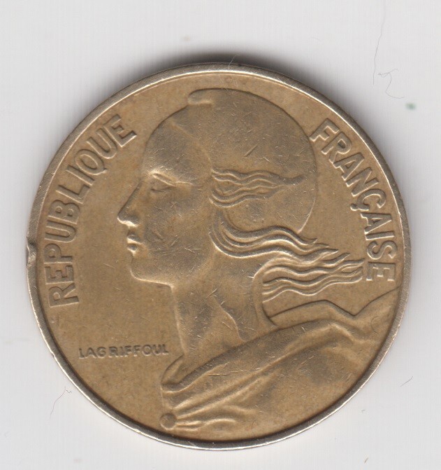 France 1968. 20 Centimes. Marianne wearing the Phrygian cap of liberty.
