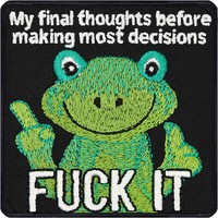 Lustiger AufnäHer AufbüGler Fuck It Patch Mit Frosch Motiv Applikation 75X75Mm