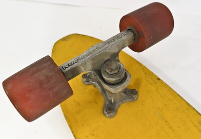Vintage 1970s Yellow Fiberglass Skateboard 26-1/2