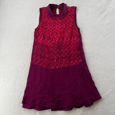 Marc By Marc Jacobs Silk Dress Collar Geometric Burgundy Sleeveless Size XS