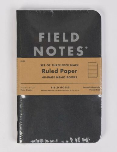 Field Notes Pitch Black Notebook (3 Pack) - Ruled - Picture 1 of 3