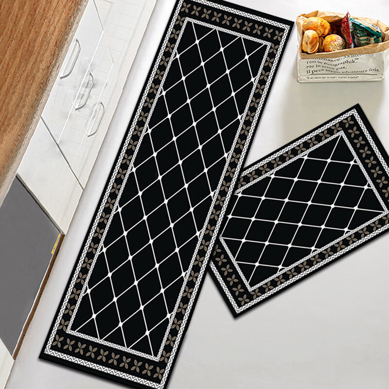 2PCS/Set Kitchen Floor Mat NonSlip Rubber Backing Doormat Runner Rug