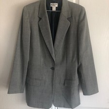 Vintage Pendleton Blazer Jacket Womens 10 Gray Herringbone 100 Virgin Wool USA
