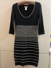 Max Studio Women's Sweater winter midi Dress Black/ beige 3/4 Sleeves Sz XS