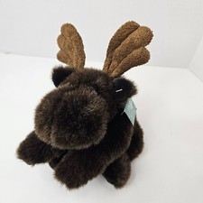Russ Berrie Gusto Moose Plush Brown Chocolate Stuffed Animal Burgundy Scarf Toy