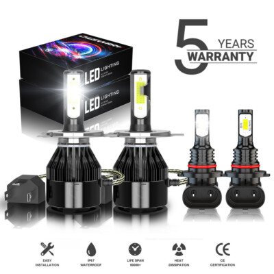 For Toyota Prius 2004-2009 6000K LED Headlight Hi/Lo Beam+Fog Light bulbs Combo