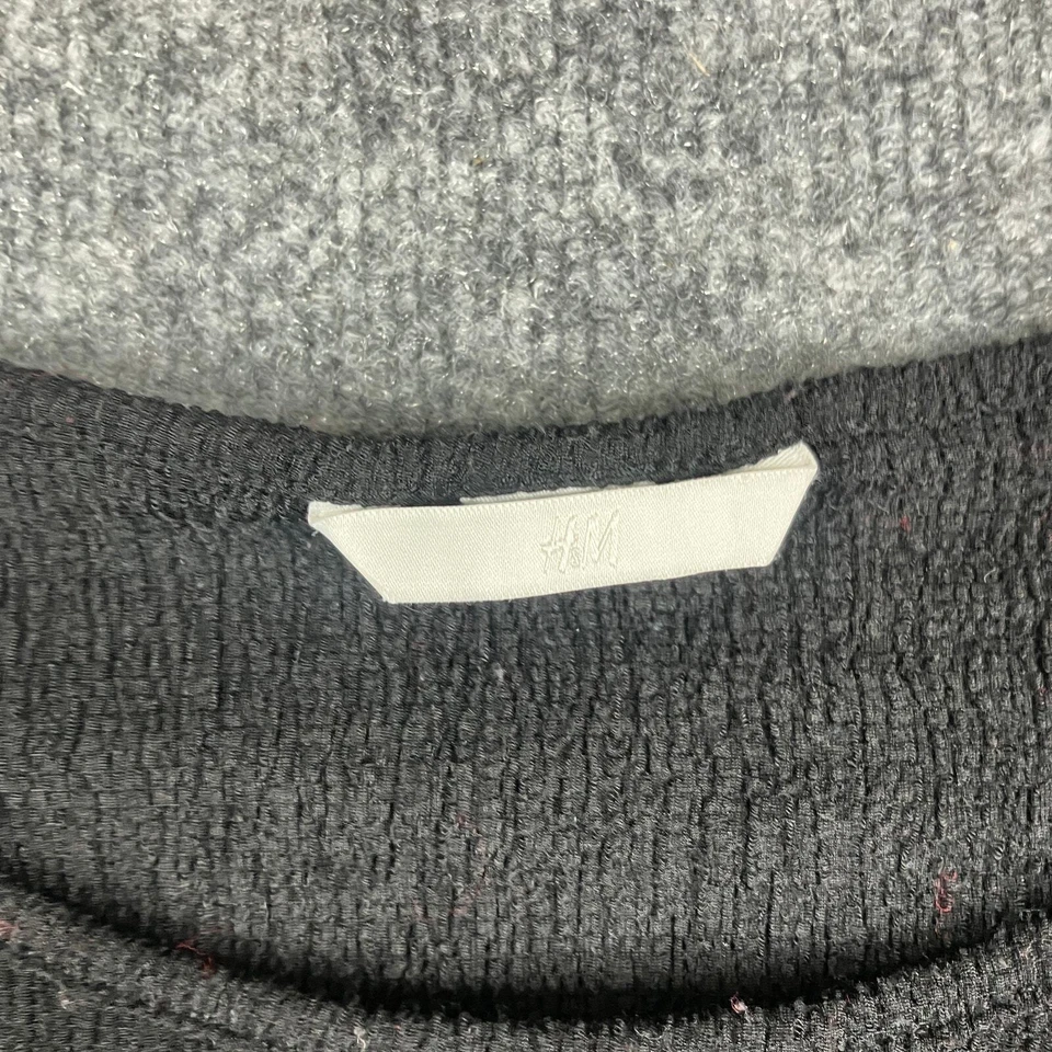 H & M Cold Shoulder Top Womens Size L Black Long Sleeve Textured Casual Blouse - Image 2 of 4