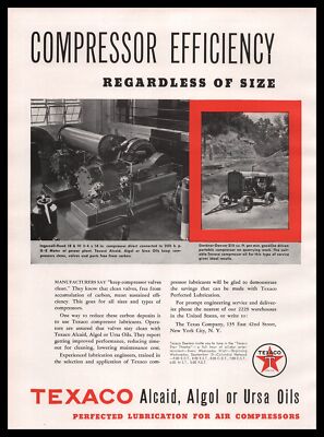 1939 Texaco Ursa Oils Photo Gardner Denver Gas Portable Compressor Print Ad