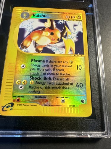 2002 Nintendo Pokémon Expedition 61 /165 SGC 5 EX Reverse Holographic Raichu - Picture 5 of 14
