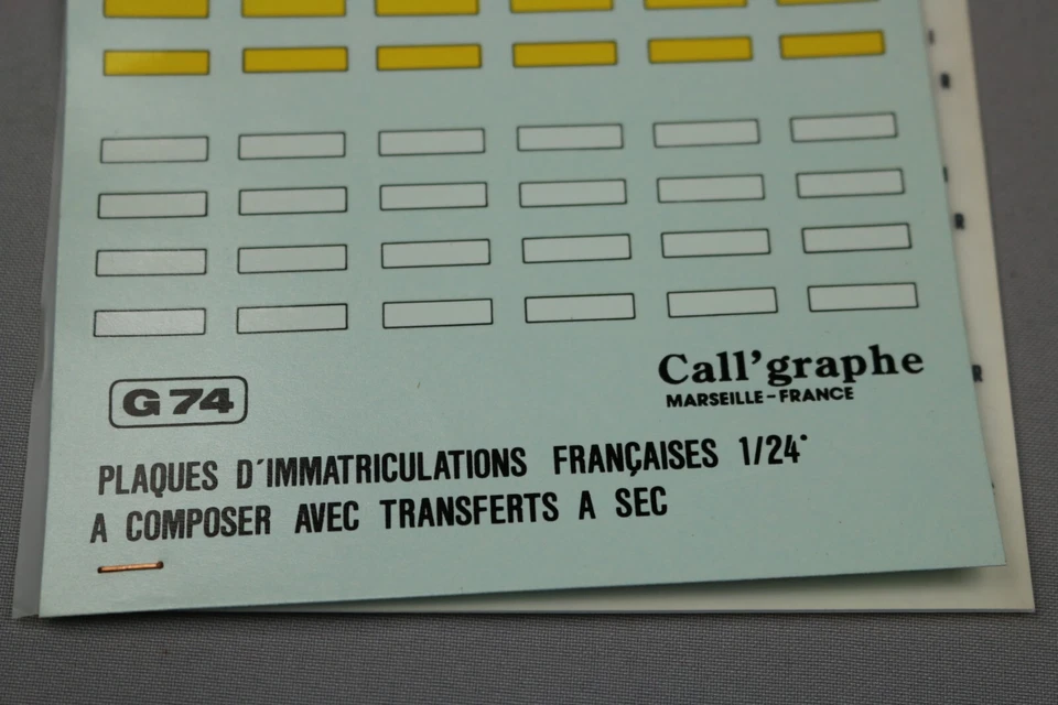 ZC2906 Call'graphe 1/24 decalcomanies G74 plaque immatriculation francaise - Photo 3/4