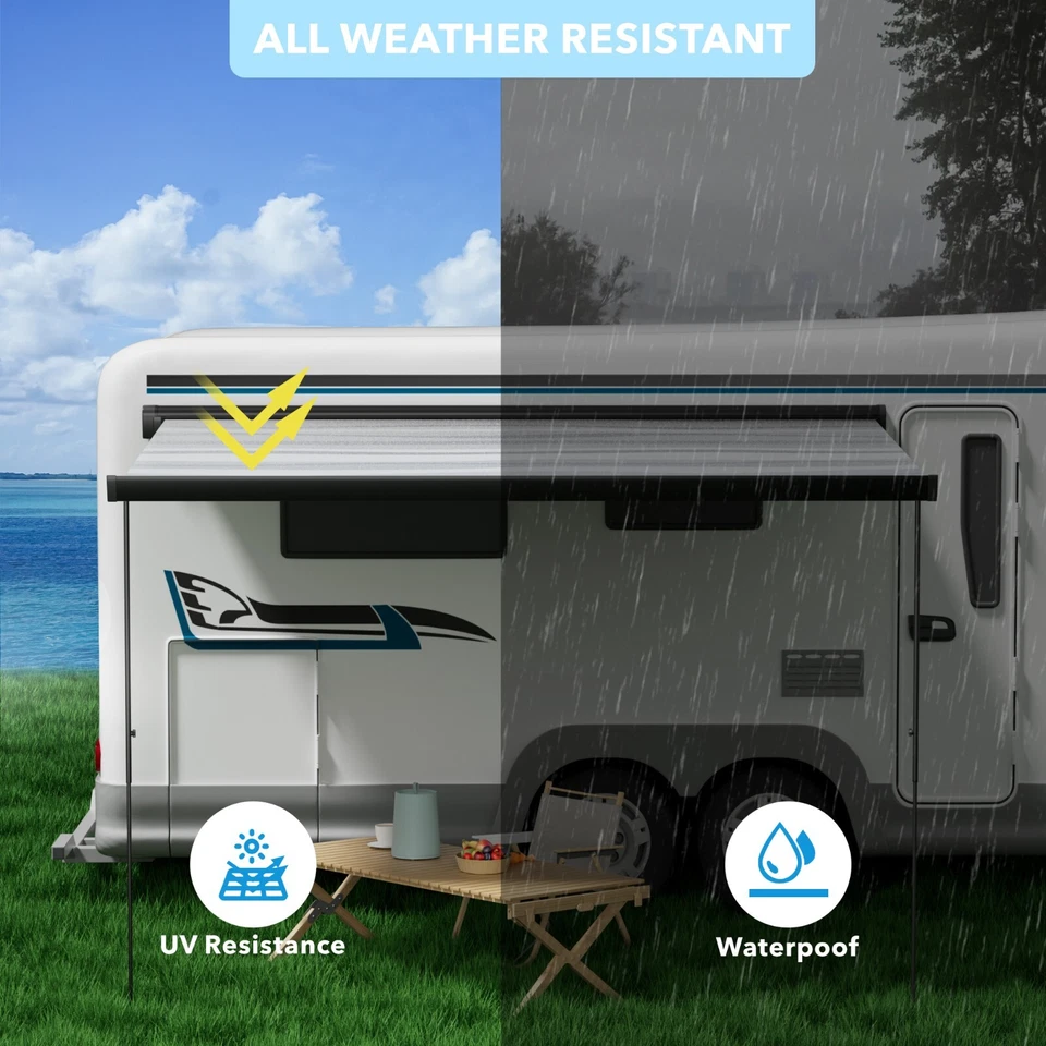 HBN Retractable RV Awning 16X8 ft Patio Camping Vinyl Waterproof Canopy Black - Image 3 of 4
