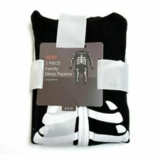 Sleep In 3-6 or 6-9 Mo 1 Pc Cotton Halloween Pajama With Skeleton Print Black