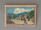Vtg Framed Original Oil Painting, New Mexico Village Street Scene, L Langston