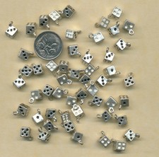 30 small metal dice charms   (F6-M62)
