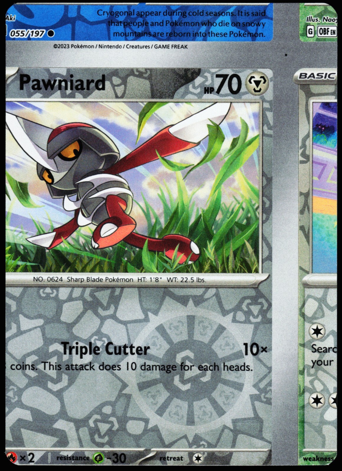 Pokemon Card - Error Miscut NFC Obsidian Flames Reverse Holo YOU PICK