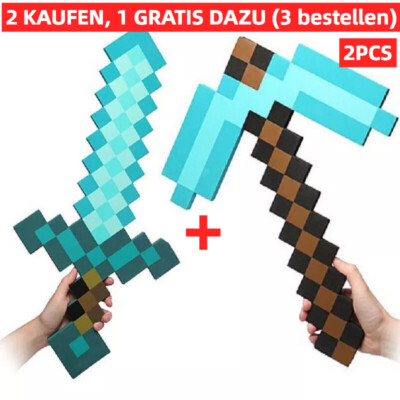 2 PCS Minecraft Schwert Spitzhacke Waffen Modell Figures Spielzeug My World-DE
