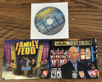 Family Feud, Jeopardy Deluxe & Deal Or No Deal PC CD Rom Games Bundle 3 Game Lot