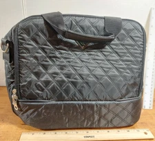 Modella Black Tote Bag 3 Zippered Compartments 12" L x 10" T x 8" W