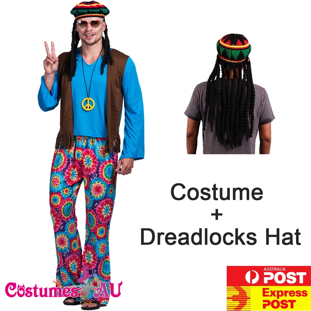 Mens Peace The Hippie 60s 70s Costume Hippy 1960s 1970s Groovy Retro Blue  Disco | eBay