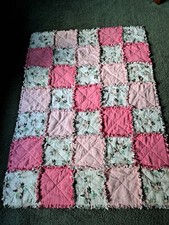 ROSES/FLOWER Rag QUILT Handmade 40 BY 55" great gift